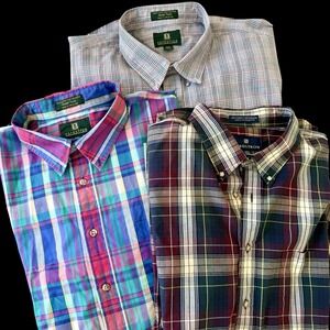 Vintage Nordstrom Button Up Shirt 2XL Tall Plaid Bundle Lot 3 Shirts